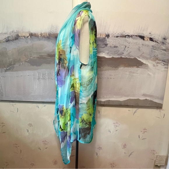 Decorated Originals Open Front Beach Cover-Up XL to 3XL Watercolor Floral Pastel - Picture 5 of 15